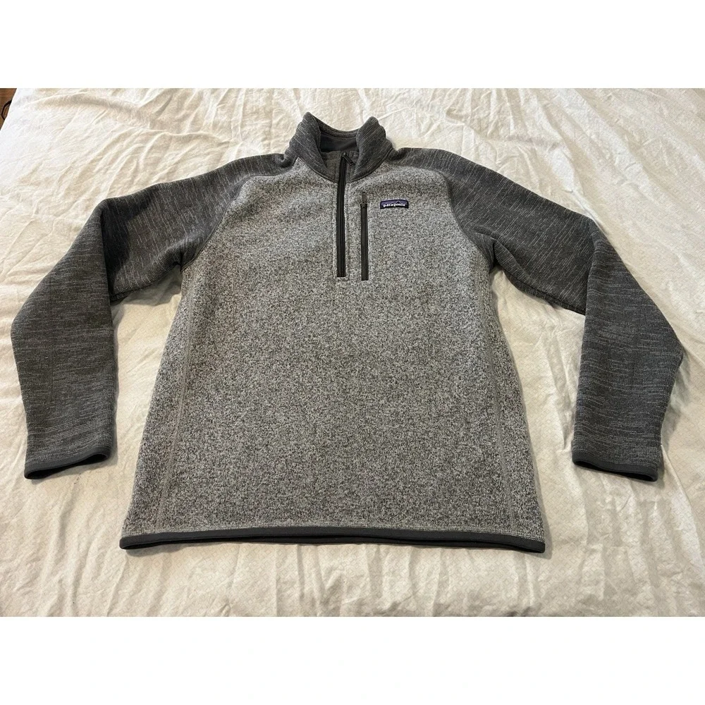 Patagonia Mens Sz Med Gray Better Sweater 1/4 Zip Fleece Pullover Jacket 25522
